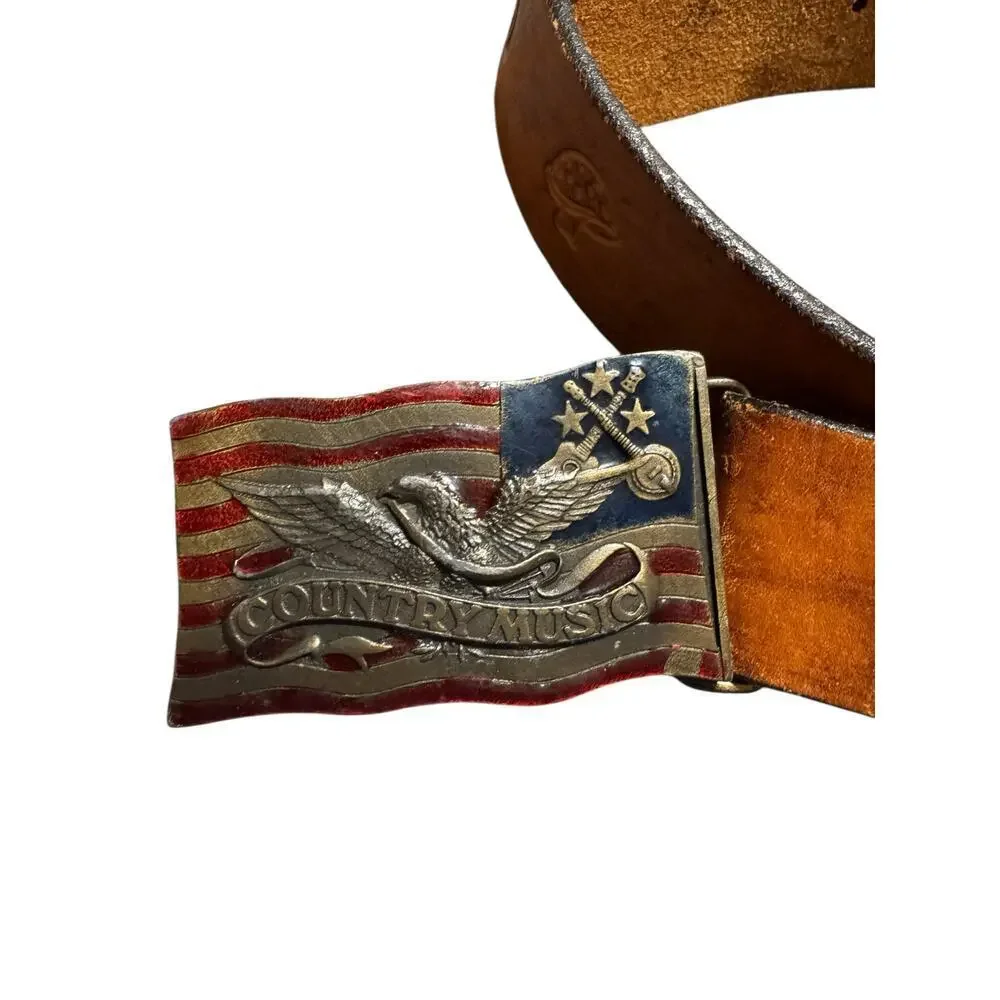 American Flag & Eagle Leather Belt